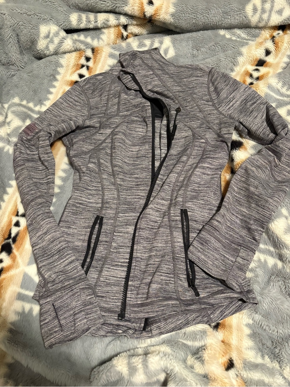 lululemon athletica Heathered Gray Full-Zip Utility Jacket